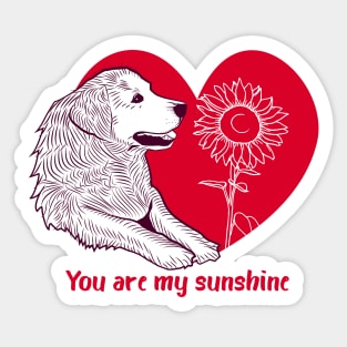 You Are My Sunshine Dog Sunflower Sticker